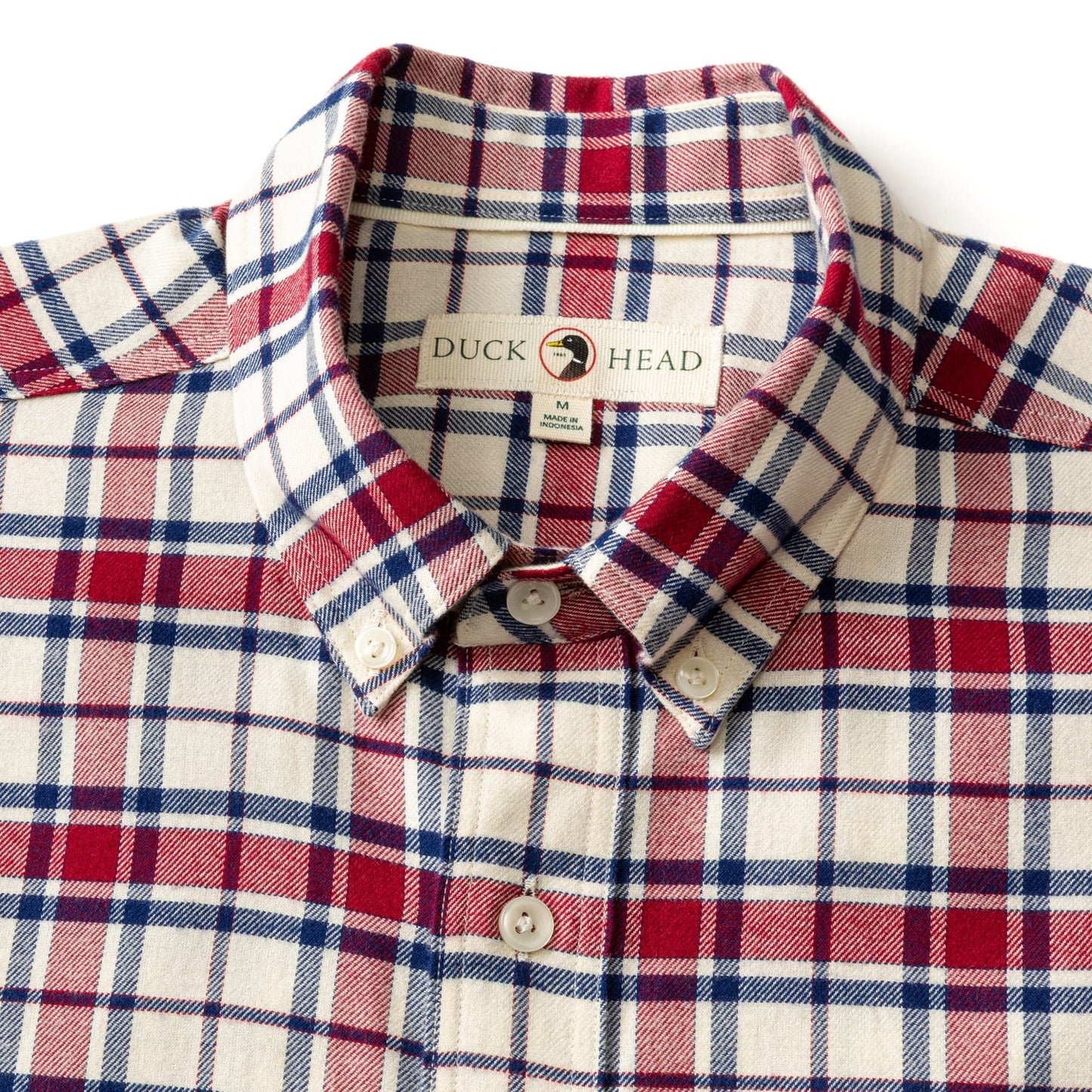 Duck Head Cotton Flannel Sport Shirt - Bradner Plaid - Rio Red