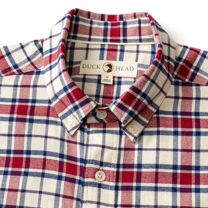 Duck Head Cotton Flannel Sport Shirt - Bradner Plaid - Rio Red