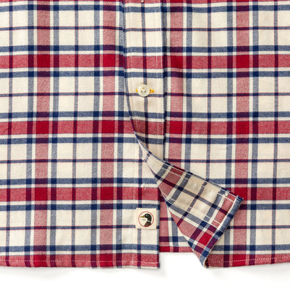 Duck Head Cotton Flannel Sport Shirt - Bradner Plaid - Rio Red