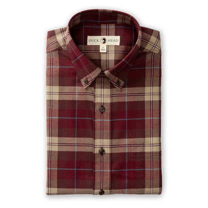 Duck Head Cotton Flannel Sport Shirt - Buckner Plaid - Tawny Port