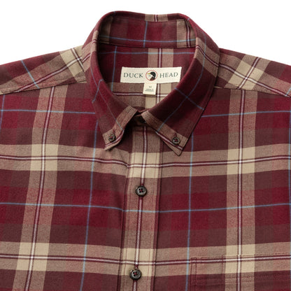 Duck Head Cotton Flannel Sport Shirt - Buckner Plaid - Tawny Port